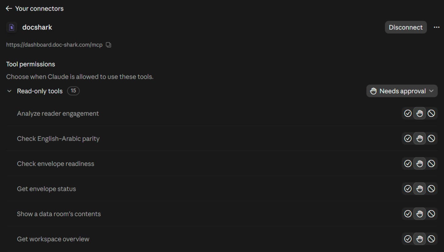 Claude: tool permissions for each Docshark tool